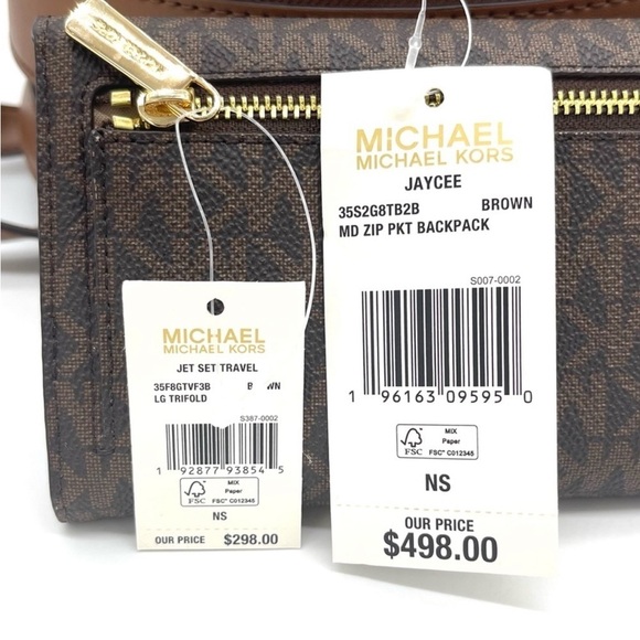 Michael Kors Signature Brown Backpack and Wallet
